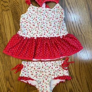 SweetHoney White Bikini Top with Red Cherry Print